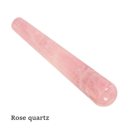 Natural Rose Quartz Jade Crystal Healing Massage Wand - HappyLillyme