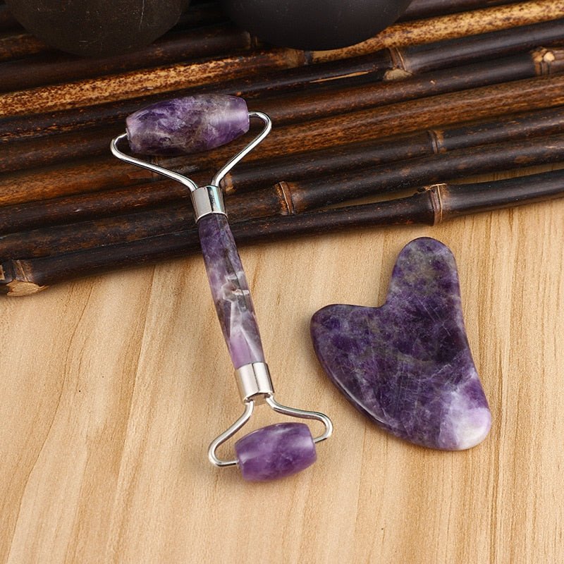 Roller And Gua Sha Facial Set - Amethyst - HappyLillyme