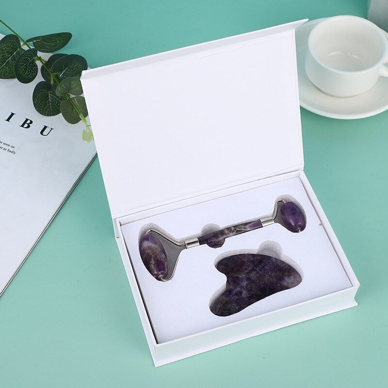 Roller And Gua Sha Facial Set - Amethyst - HappyLillyme